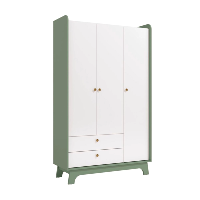 CLOSET ROCA INFANTIL 3 PUERTAS 2 CAJONES BLANCO/VERDE - 2