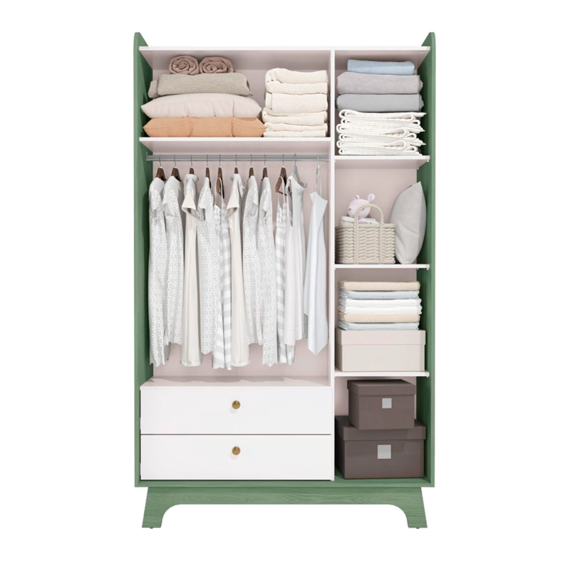 CLOSET ROCA INFANTIL 3 PUERTAS 2 CAJONES BLANCO/VERDE - 3