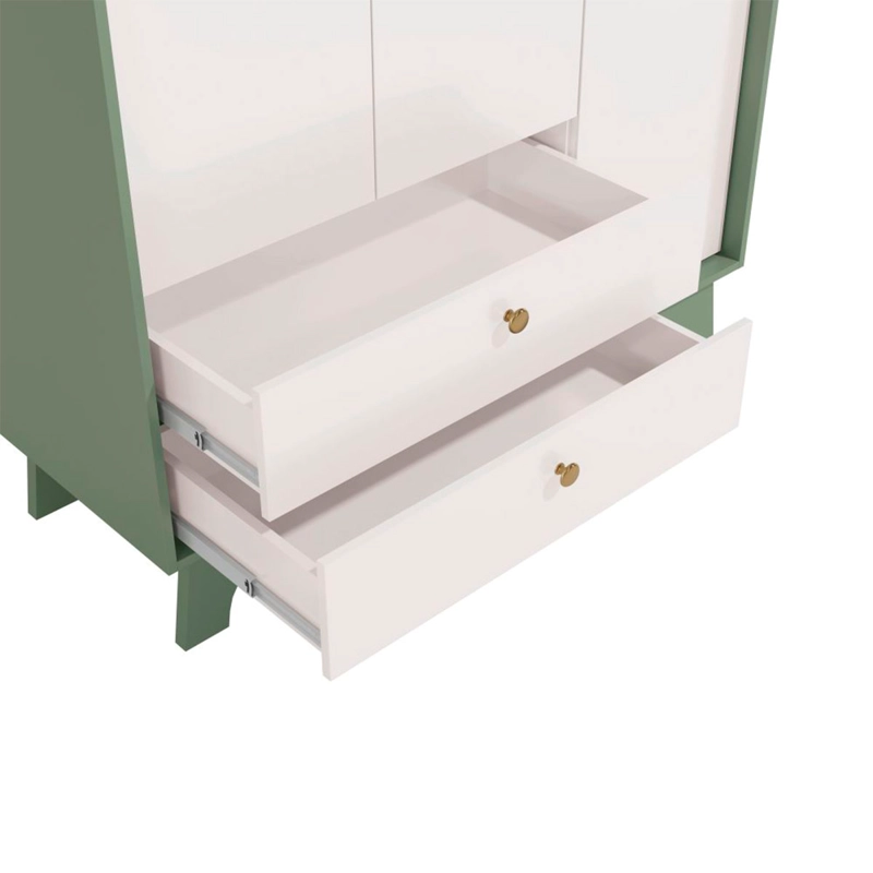 CLOSET ROCA INFANTIL 3 PUERTAS 2 CAJONES BLANCO/VERDE - 5