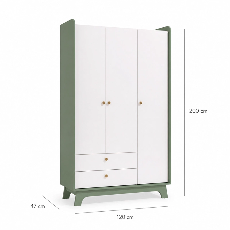 CLOSET ROCA INFANTIL 3 PUERTAS 2 CAJONES BLANCO/VERDE - 6