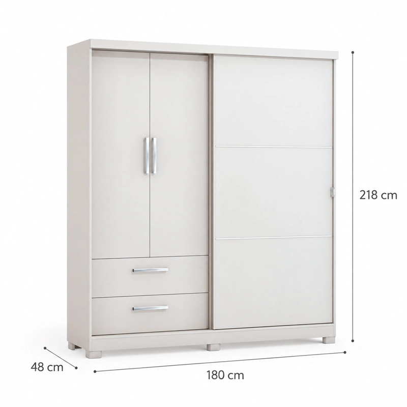 CLOSET ROCA OLIVEIRA 3 PUERTAS 2 CAJONES BLANCO - 4