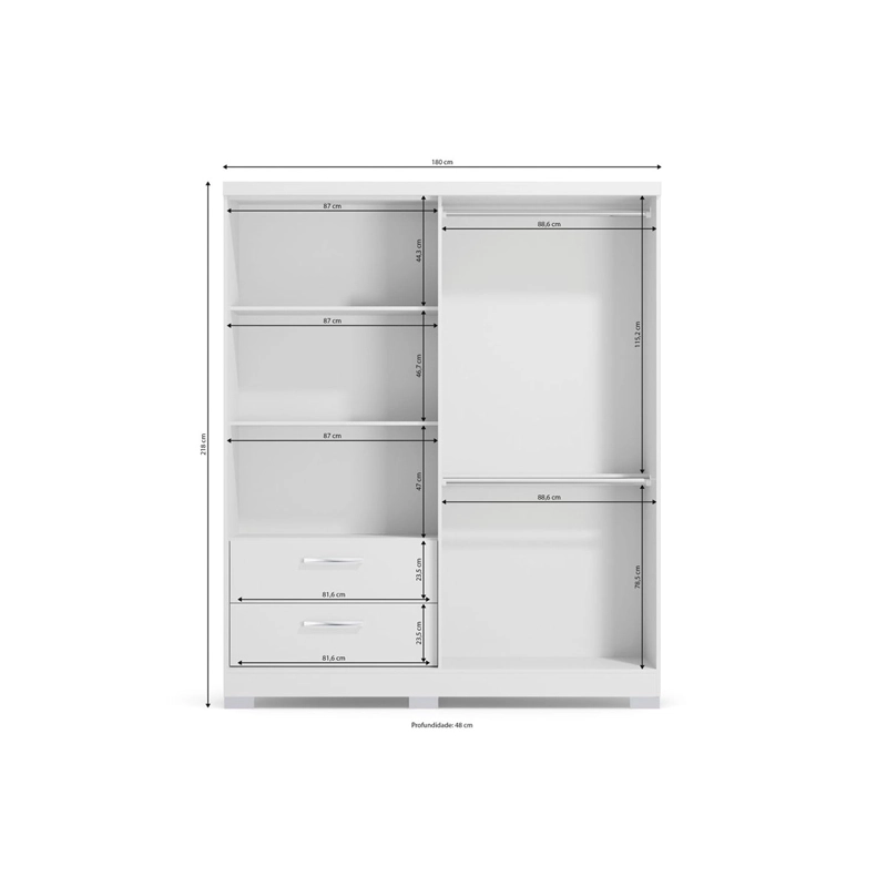 CLOSET ROCA OLIVEIRA 3 PUERTAS 2 CAJONES BLANCO - 5