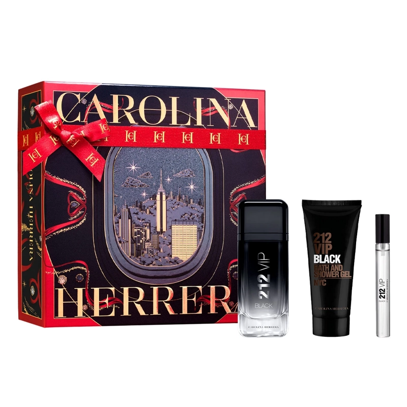 SET PERFUME HOMBRE CAROLINA HERRERA 212 VIP BLACK EDP 100ML+100ML+10ML