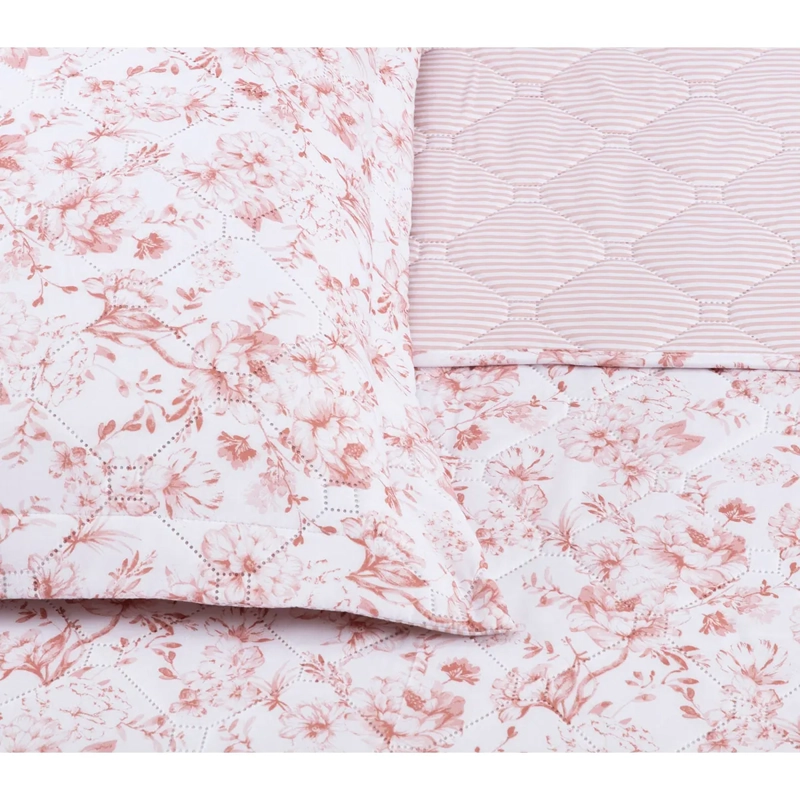 QUILT ANDES PRIENTED RAYAS 2 PLAZAS ROSA - 2