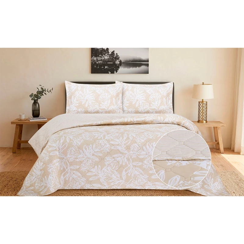 QUILT ANDES PRIENTED RAYAS KING BEIGE - 1