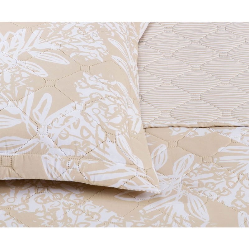 QUILT ANDES PRIENTED RAYAS KING BEIGE - 2