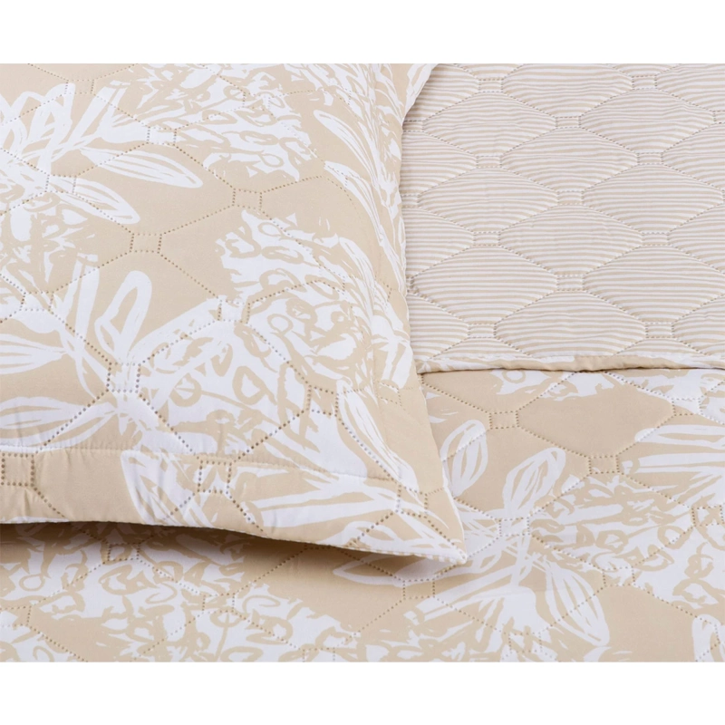 QUILT ANDES PRIENTED RAYAS 2 PLAZAS BEIGE - 2