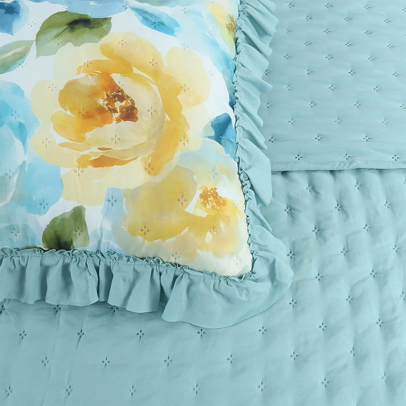 QUILT ANDES RUFFLES 2 PLAZAS AQUA - 2