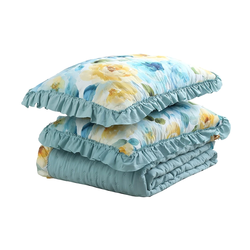 QUILT ANDES RUFFLES KING AQUA - 3