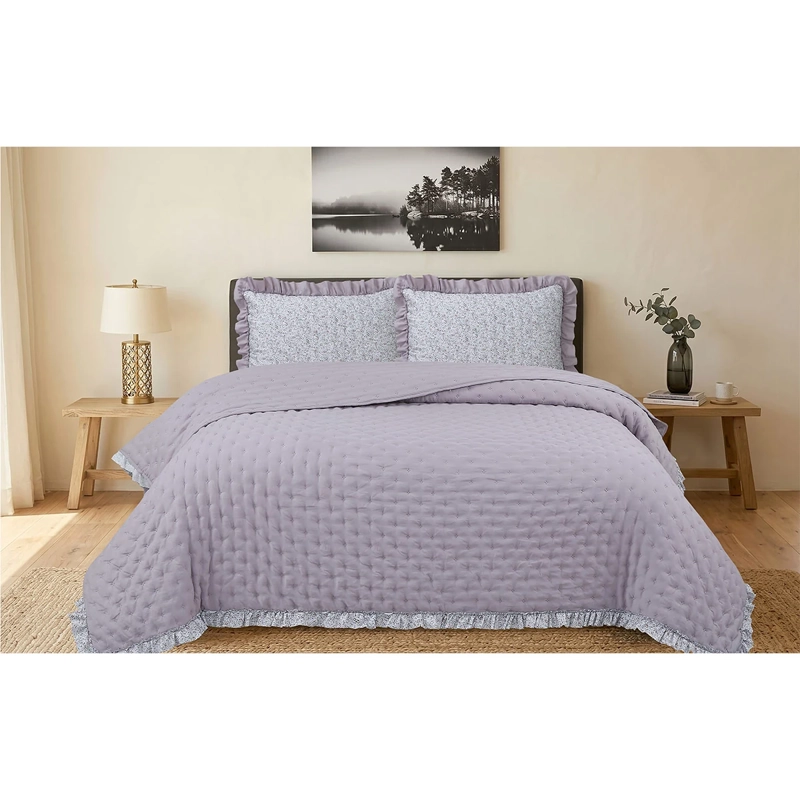 QUILT ANDES RUFFLES KING LILA - 1