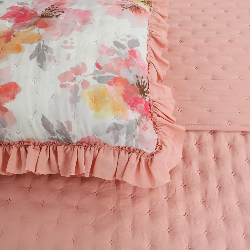 QUILT ANDES RUFFLES 1.5 PLAZAS ROSA - 2