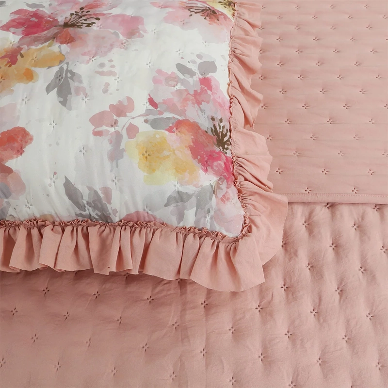 QUILT ANDES RUFFLES 2 PLAZAS ROSA  - 2