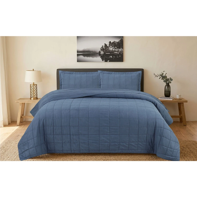 QUILT ANDES STONE WASH 2 PLAZAS AZUL - 1