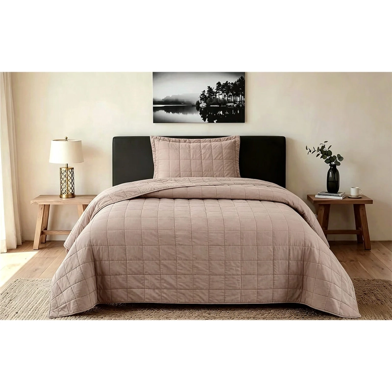 QUILT ANDES STONE WASH 1.5 PLAZAS ROSA - 1