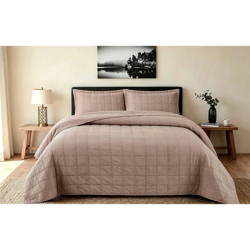 QUILT ANDES STONE WASH KING ROSA - 1