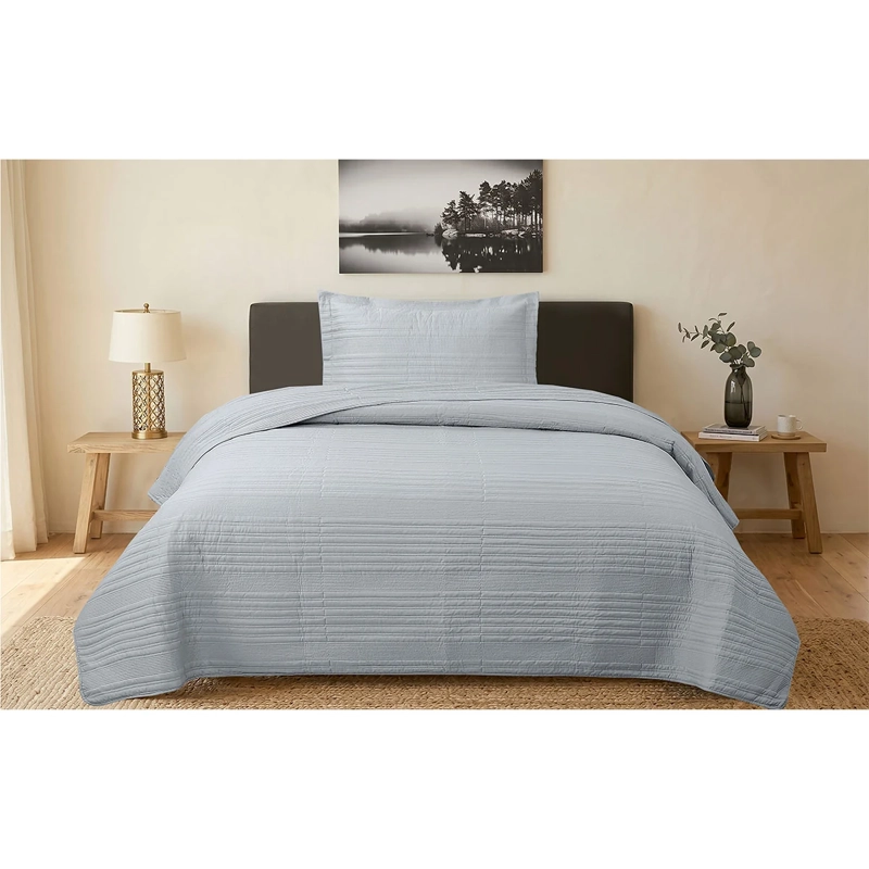 QUILT ANDES STRIPES 1.5 PLAZAS GRIS - 1