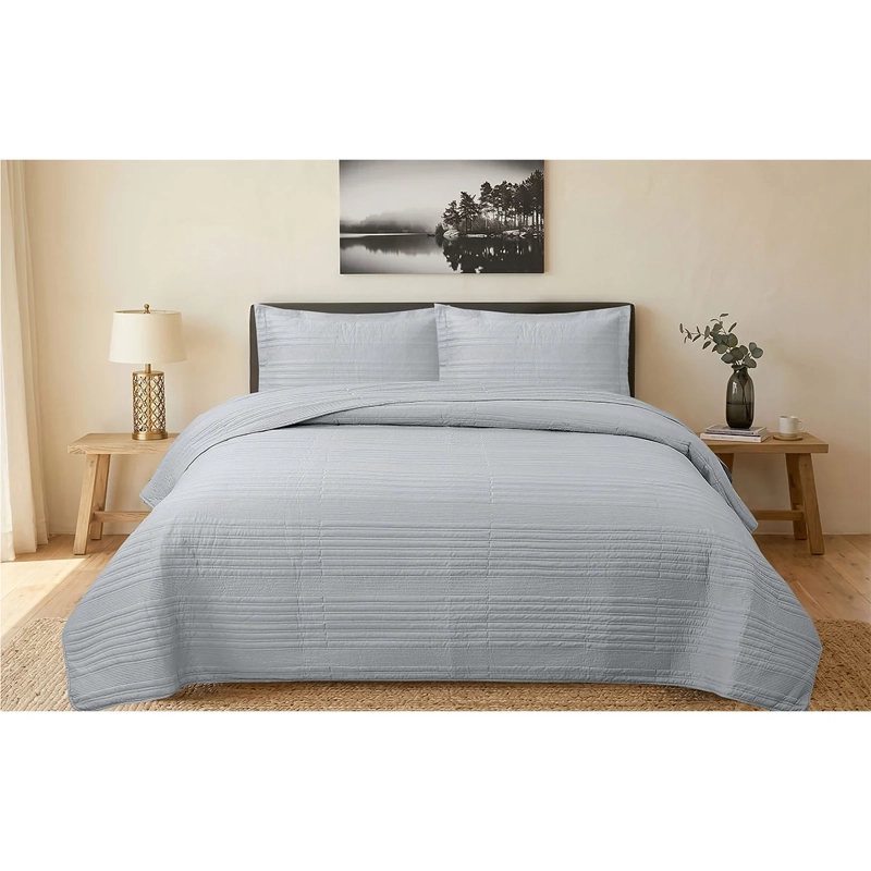 QUILT ANDES STRIPES 2 PLAZAS GRIS - 1