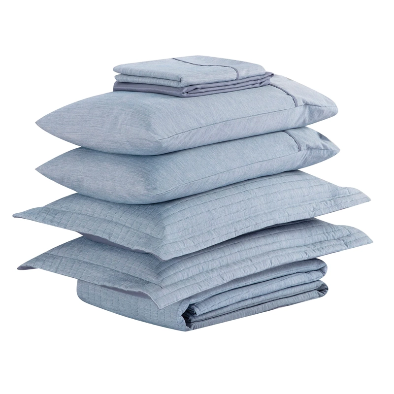 SET ANDES CATIONIC QUILT + JUEGO DE SÁBANAS 2 PLAZAS AZUL - 3