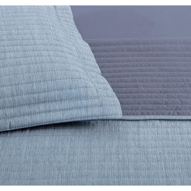 SET ANDES CATIONIC QUILT + JUEGO DE SÁBANAS KING AZUL - 2