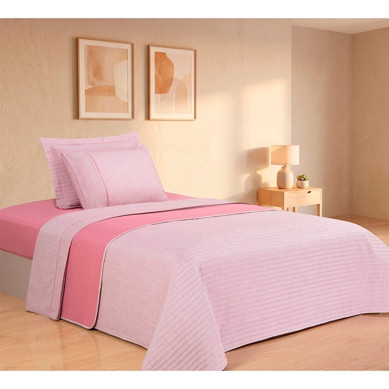 SET ANDES CATIONIC QUILT + JUEGO DE SÁBANAS 1.5 PLAZAS FRAMBUESA - 1