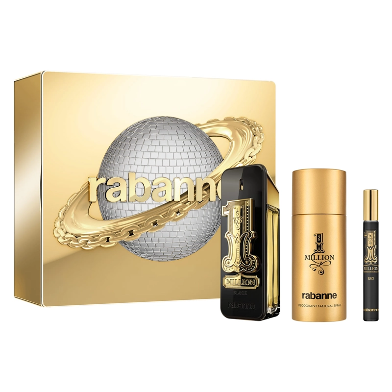 SET PERFUME HOMBRE RABANNE 1 MILLION BLACK EDP 100ML+10ML+150ML - 1