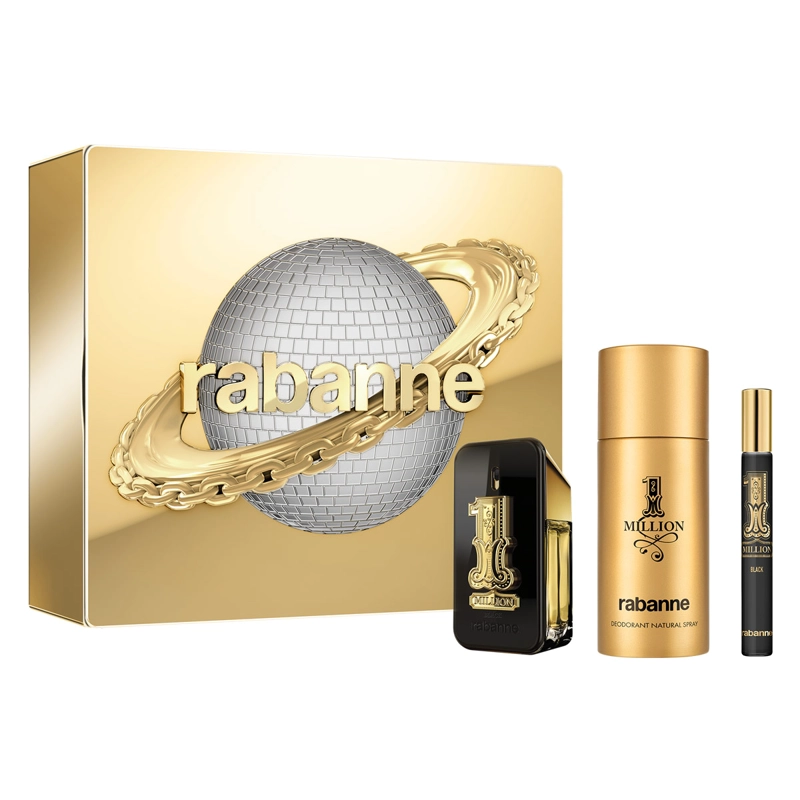 SET PERFUME HOMBRE RABANNE 1 MILLION BLACK EDP 50ML+10ML+150ML - 2