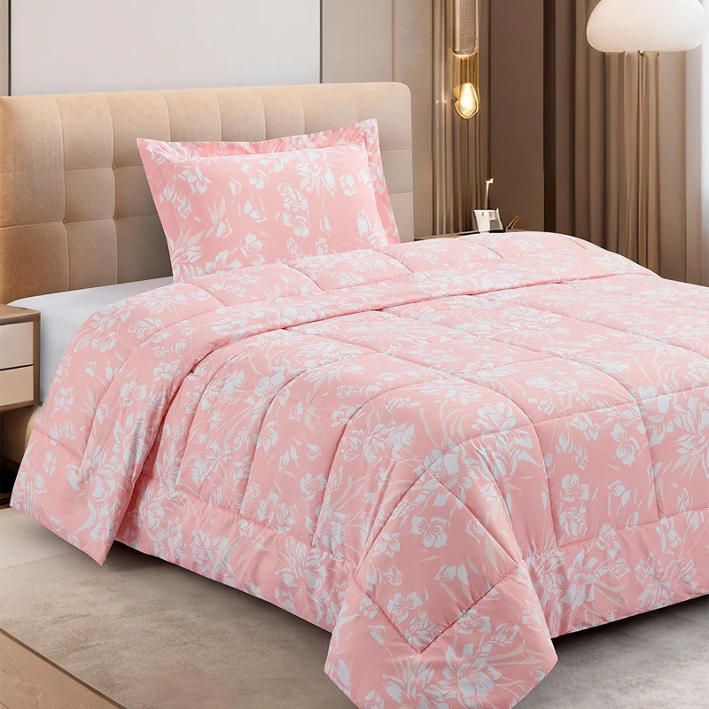 PLUMÓN ANDES ESTAMPADO 1.5 PLAZAS FLOR ROSA