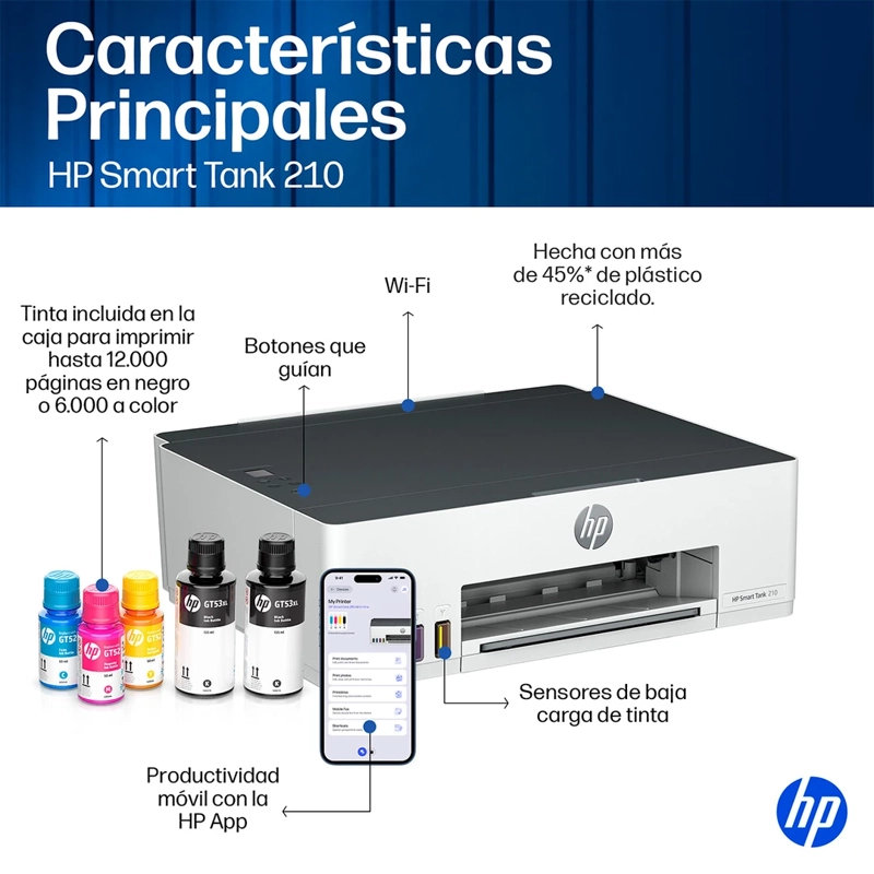 IMPRESORA HP SMART TANK 210 Blanco, foto 8