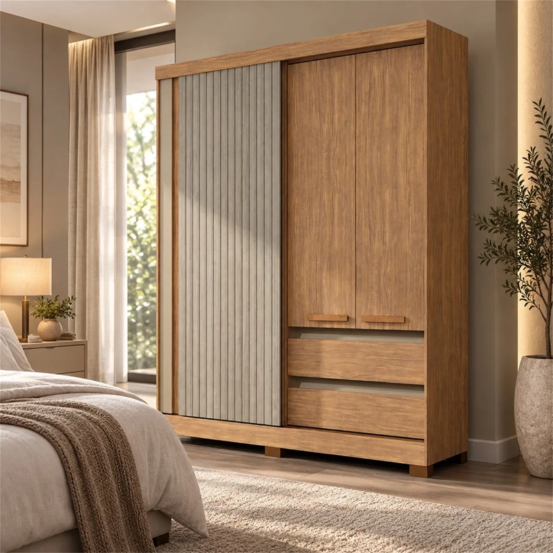 CLOSET EXIT CONDOR 3 PUERTAS 2 CAJONES GRIS